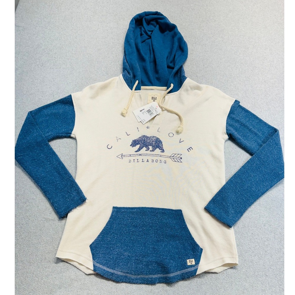NWT Billabong Womens M California Love Bear Hoodie Aged Indigo Nordstrom Casual